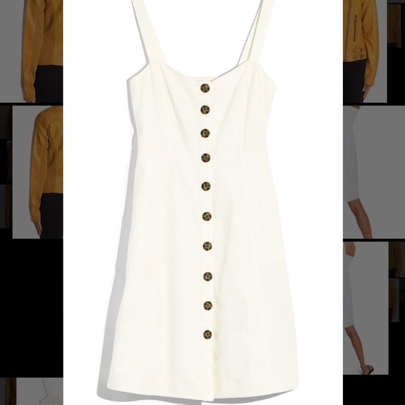 Madewell Linen Button Front Tank Dress - White - Picture 3 of 9